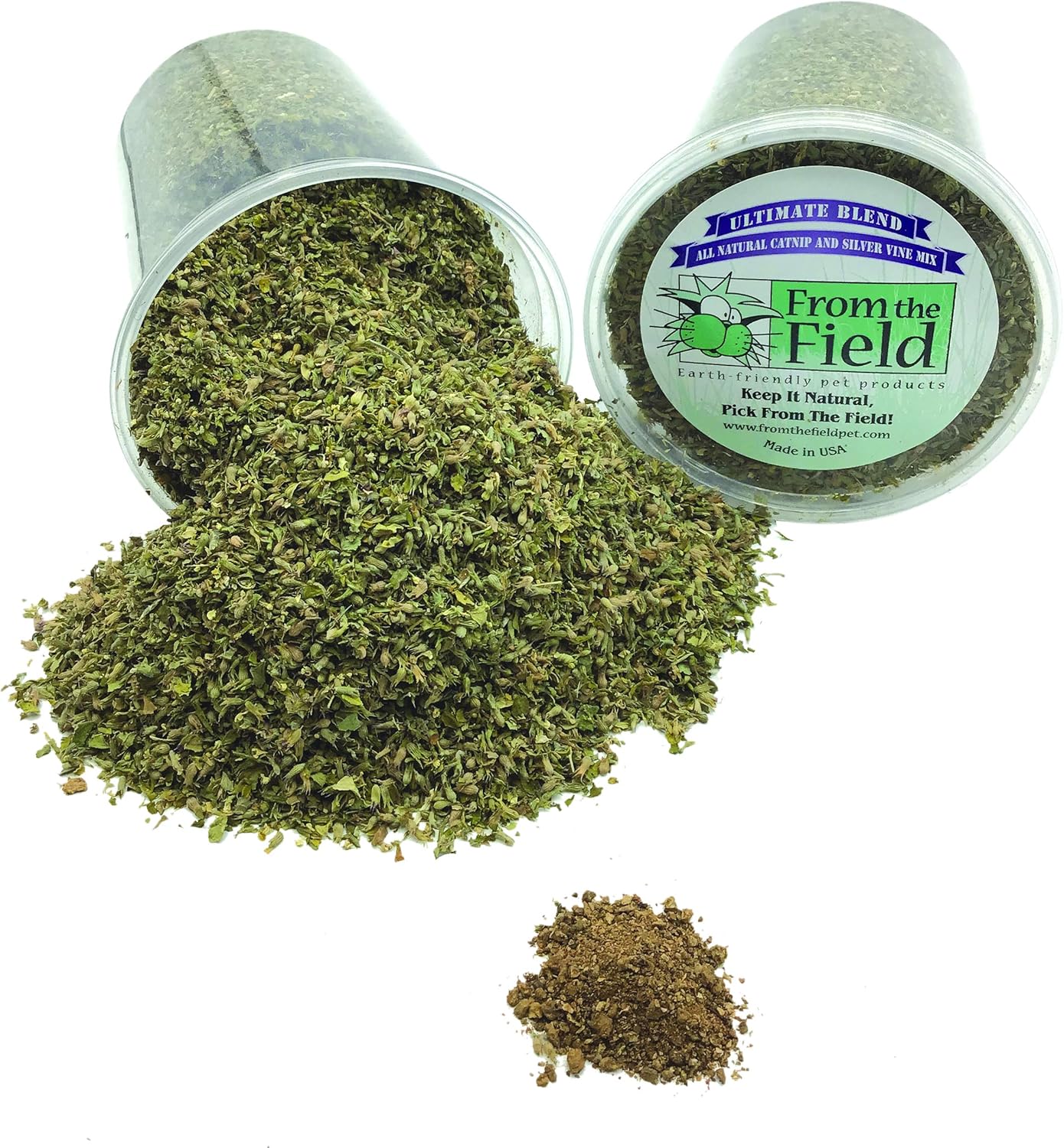 from The Field | Ultimate Blend Catnip & Silver Vine | Premium USA-Grown Catnip for Toys & Playtime | Fresh, Potent, Non-Toxic, Eco-Friendly | Safe for Kittens & Cats | Resealable 3.5 Oz Tub