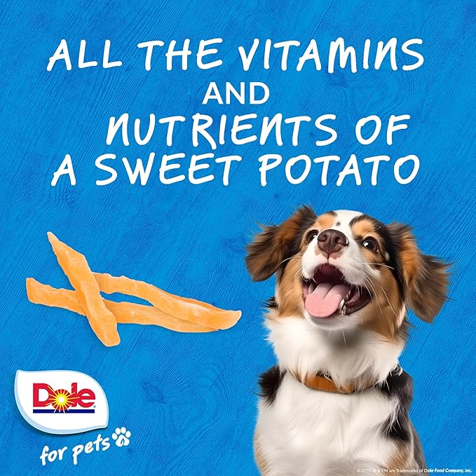 Dole for Pets Air Dried Sweet Potato Dog Treats, 6oz |Made with Real Sweet Potato, Single Ingredient, Limited Ingredient Dog Treats, No Wheat, Corn, Soy, Artificial Flavors, Colors, or Preservatives