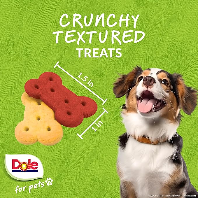 Dole for Pets Freshly Fetched Dog Biscuits, Apple & Carrot Flavor Dog Treats, 7oz | Flavored with Real Veggies, No Wheat, Corn, Soy, Artificial Flavors, Colors, Preservatives, or Animal Products