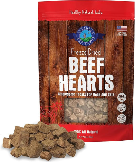 Freeze Dried Dog and Cat Treats, Beef Heart, All Natural Single Ingredient Freeze-Dried Dog Treat & Snacks, Made in USA, High Protein, Essential Nutrition of Raw Food, 3oz