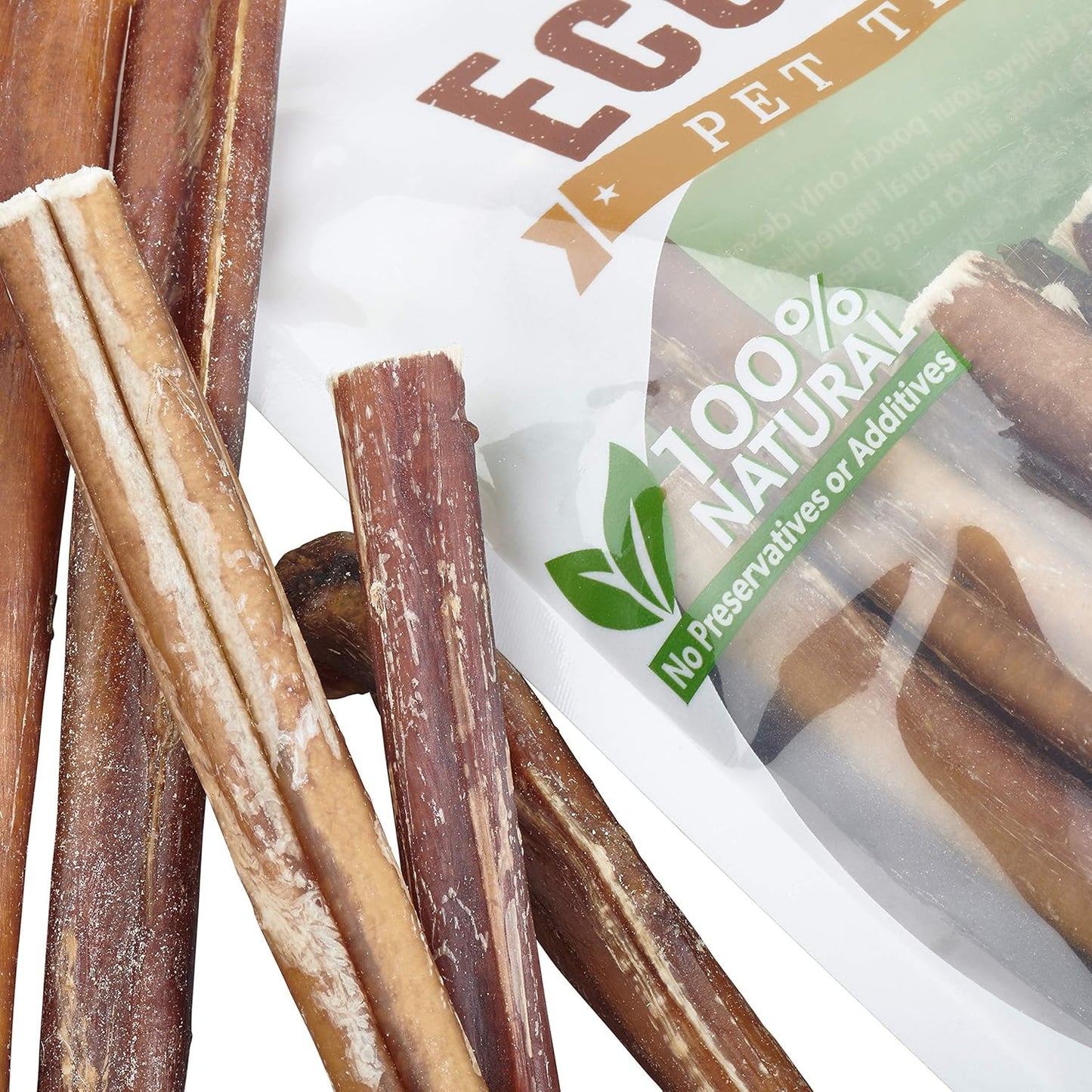 EcoKind Pet Treats All-Natural Premium Bully Sticks for Dogs | 16 Oz. Bag | Delicious Protein Rich Dog Chews (Six Inch Sticks, 1 Lb Bag)