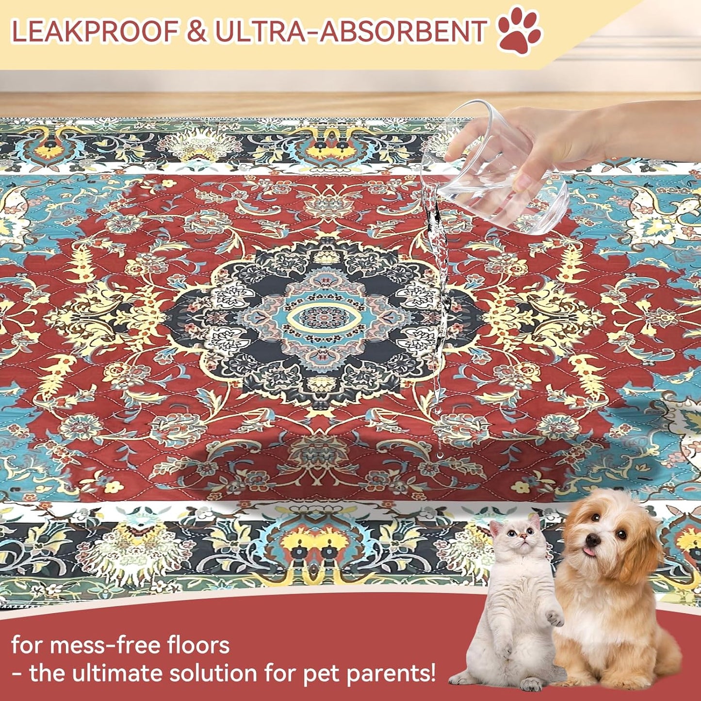 Pee Pads for Dogs Washable, 2 Pack 18'' x24'' Waterproof Non-Slip Puppy Pad with Fast Absorbent, Reusable Rug for Training Travel Whelping Housebreaking Incontinence Crate