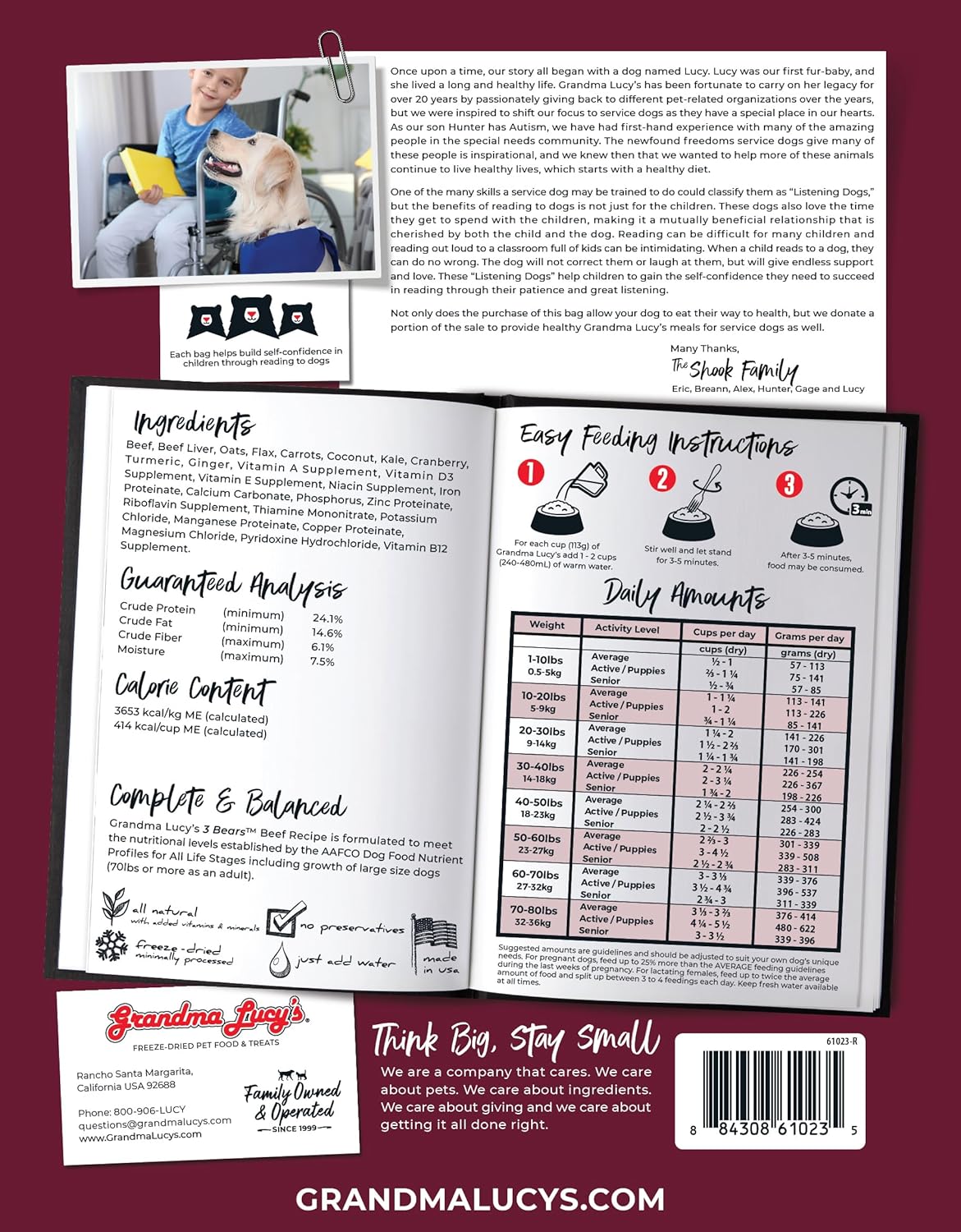 Grandma Lucy's 3 Bears Beef Dog Food - 1lb