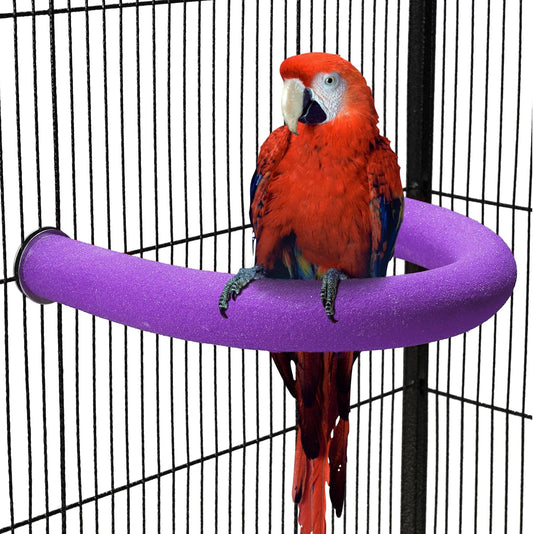 U Shape Parrot Perch Stand Toy Bird Platform Sand Paw Grinding Clean Stick Exercise Conure Budgie Cockatiel Cage Accessories (Purple)