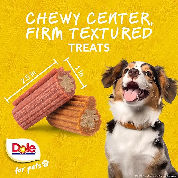 Dole for Pets Freshly Fetched Dog Chews, Strawberry & Pineapple Flavor Dog Treats | Flavored with Real Fruits, No Wheat, Corn, Soy, Artificial Flavors, Colors, or Preservatives, 7 Ounce - 6 Pack