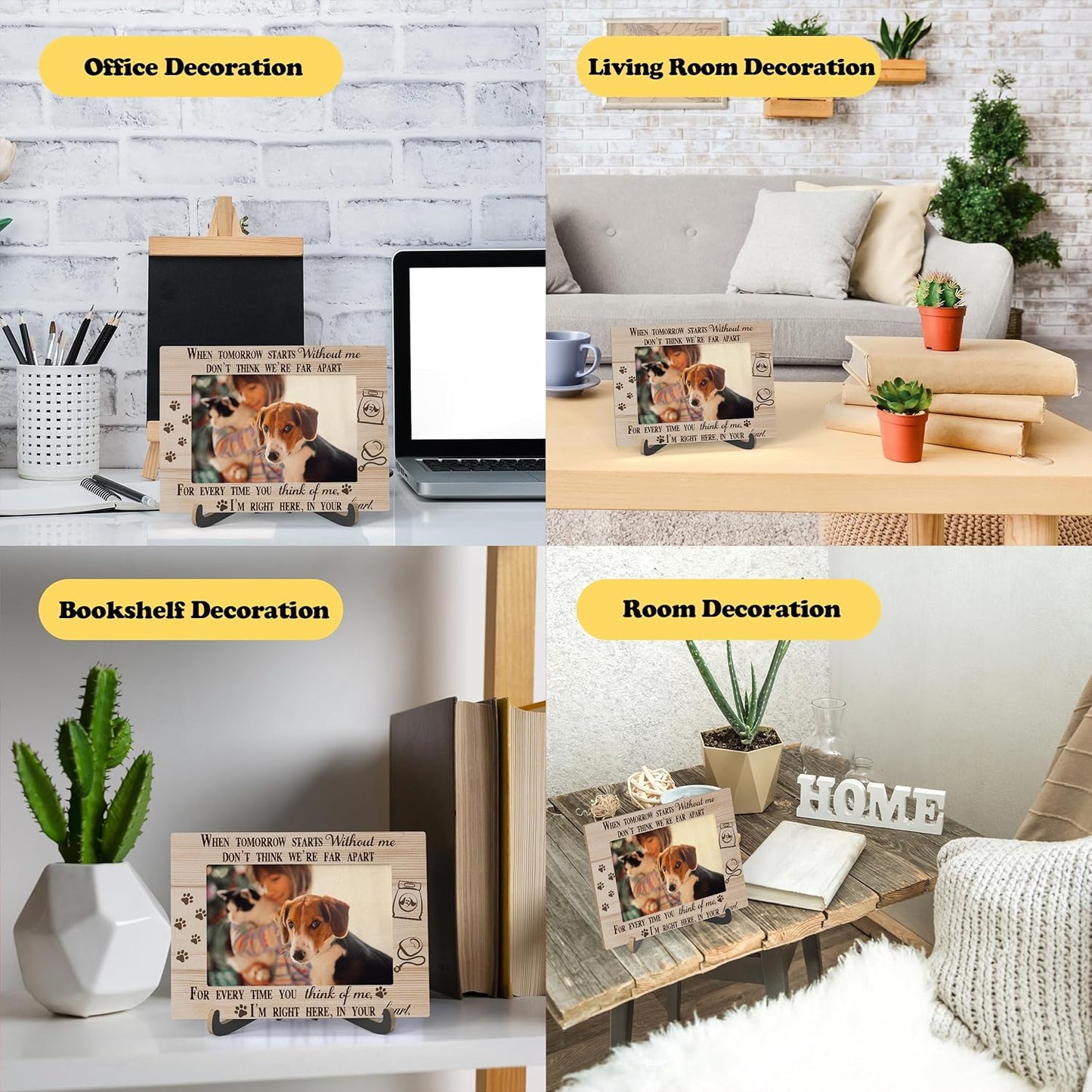 Pet Dog Cat Memorial Photo Frame - When Tomorrow Stars Without Me Wooden Tabletop Picture Frame With Stand - Pet Memory Frame Sympathy Gift For Dog Cat Owner -63