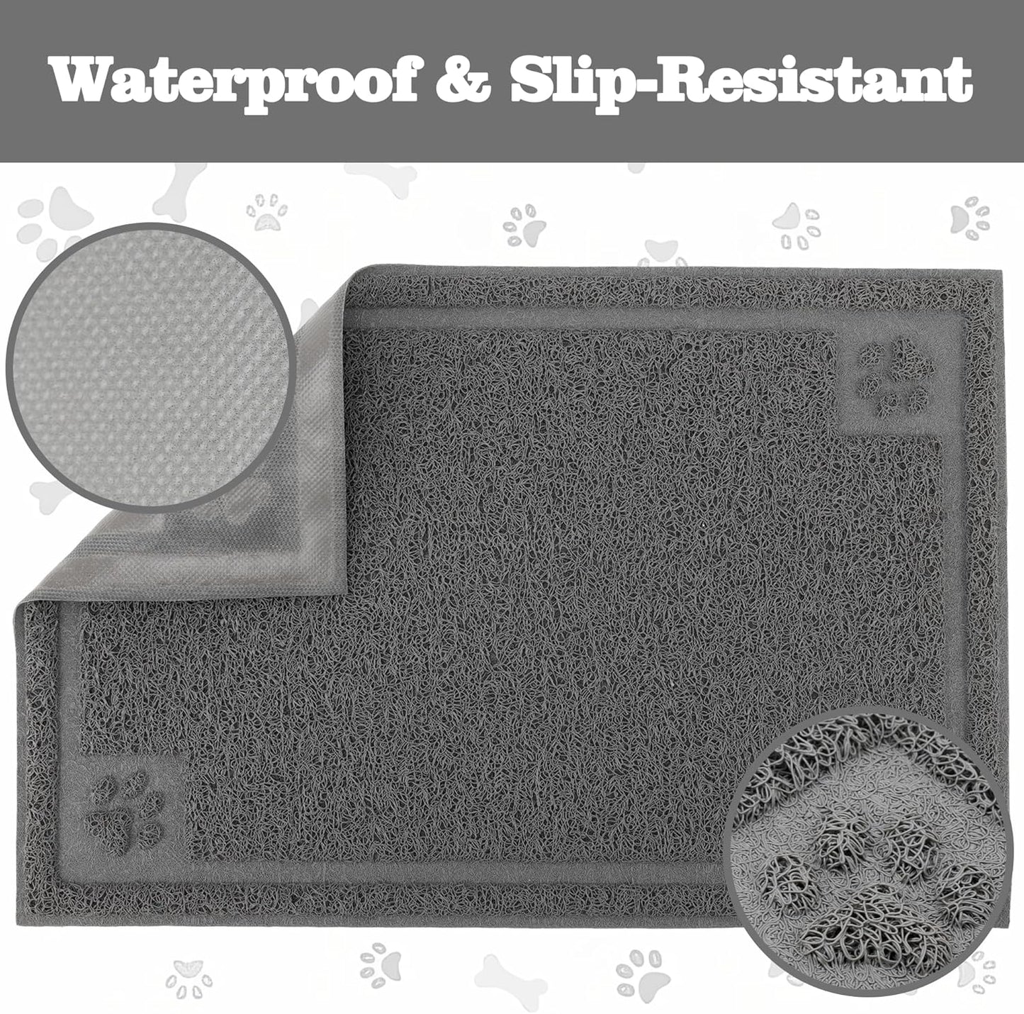 Darkyazi Pet Feeding Mat Large for Dogs and Cats,24"×36" Flexible and Easy to Clean Feeding Mat,Best for Non Slip Waterproof Feeding Mat (Grey)