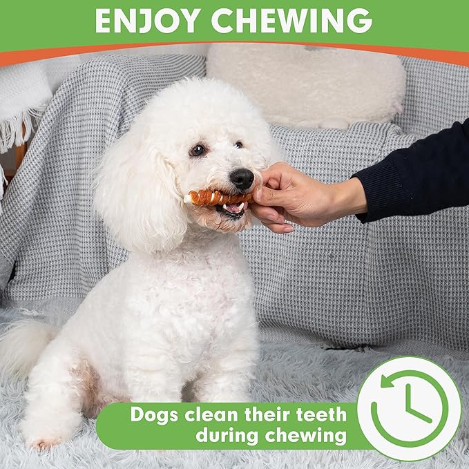 MON2SUN Dog Treats, 5 Inch Chicken Wrapped Rawhide Sticks, Rawhide Twist for Small Dogs, Promotes Dental Health Chew, 10.58oz (13 Count-Pack of 1)