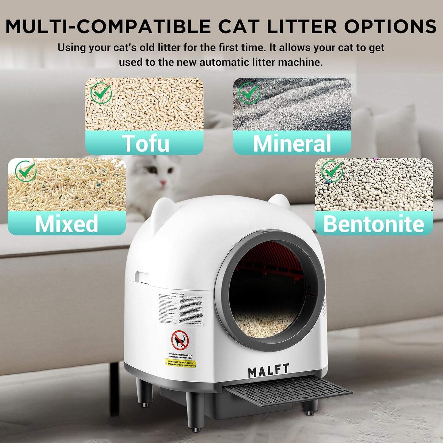 90L Self-Cleaning Litter Box – WiFi Connected Automatic Cat Litter Box, Silent Night Mode, Child & Pet Safe, Works for Multiple Cats (Comes with Anti-Slip Mat & Waste Bags)