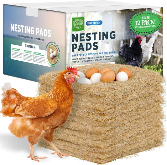 Small Pet Select - Chicken Nesting Pads (12-Pack), 13x13, for Hens, Fits Most Nesting Boxes, Chicken Coop Nest Liners