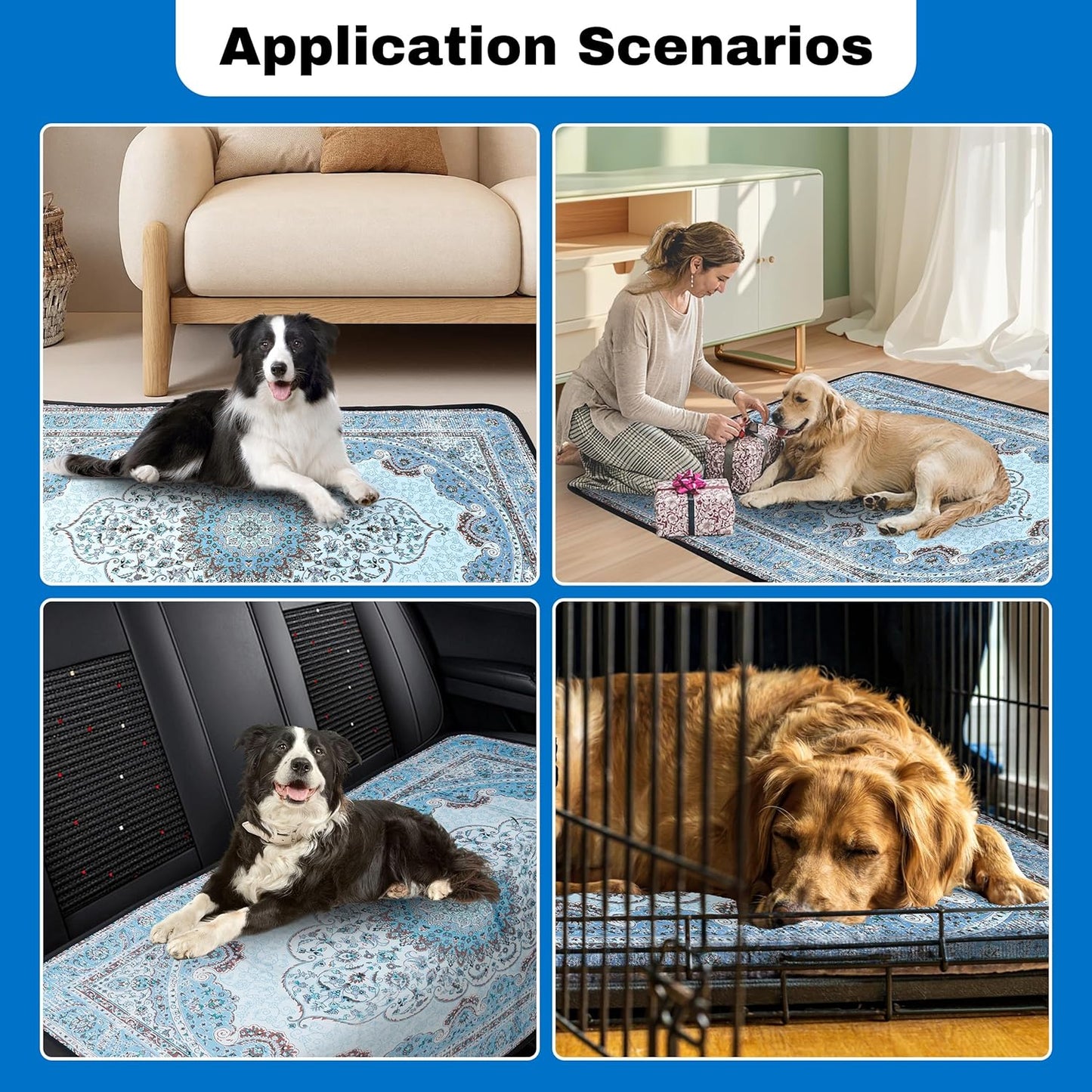 PatiencET Washable Pee Pads for Dogs, 72'' x 72" Super Absorbent Leakproof Reusable Puppy Pads, 1 Pack Dog Training Pads Potty Pad Whelping Pad with Non-Slip Bottom for Housebreaking Incontinence Blue