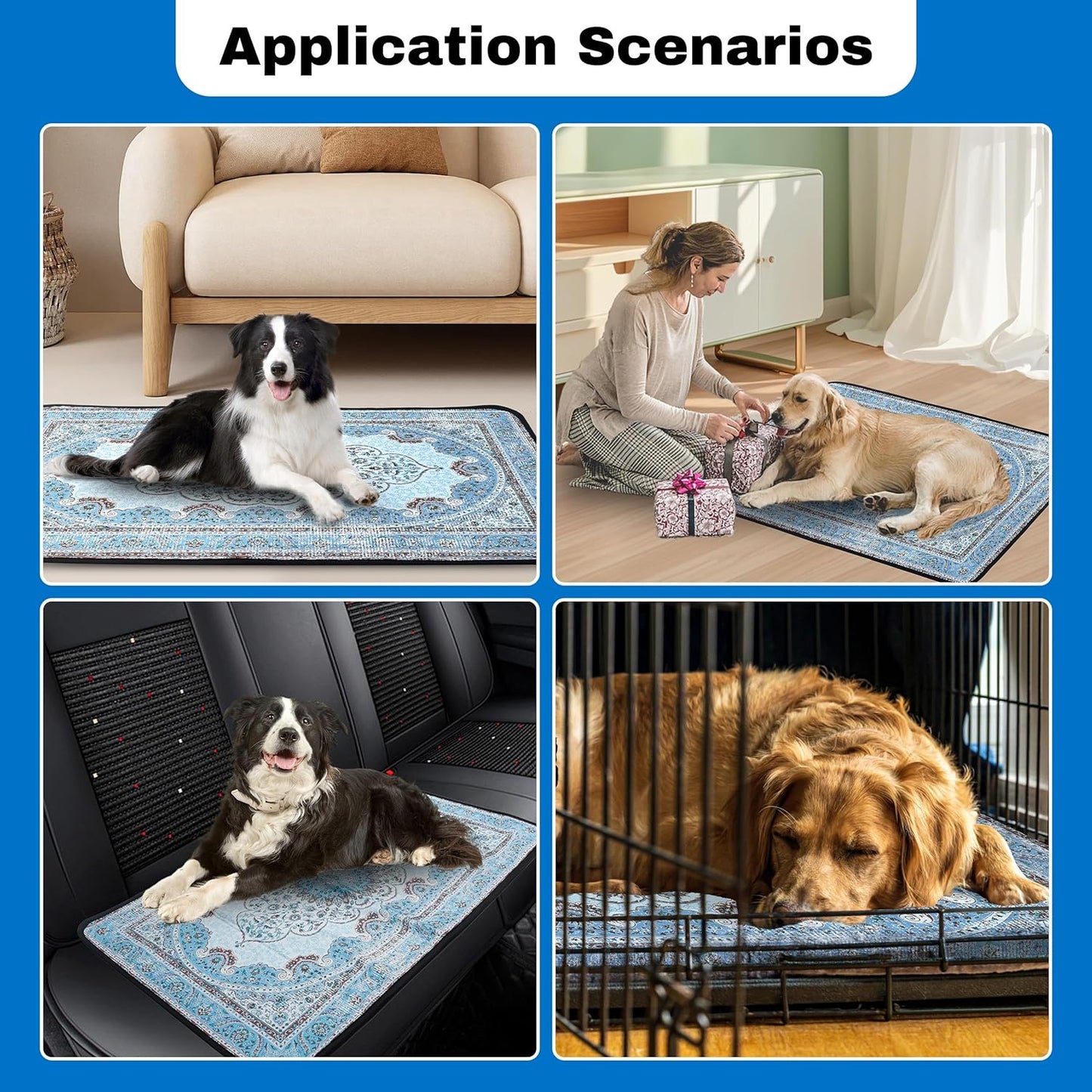 PatiencET Washable Pee Pads for Dogs, 24'' x 36" Super Absorbent Leakproof Reusable Puppy Pads, 2 Pack Dog Training Pads Potty Pad Whelping Pad with Non-Slip Bottom for Housebreaking Incontinence Blue