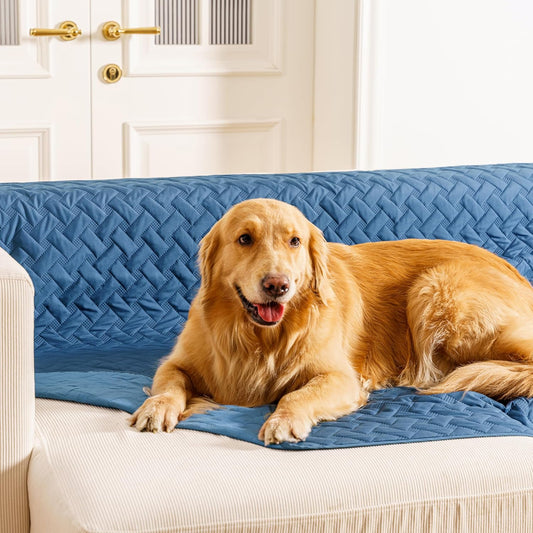 gogobunny 100% Double Sided Waterproof Dog Blanket Soft Pet Bed Cover Reversible Protect Furniture Couch Sofa Car for Puppy Cat Kids (Dark Blue/Light Blue, 30x30 Inch (Pack of 1))