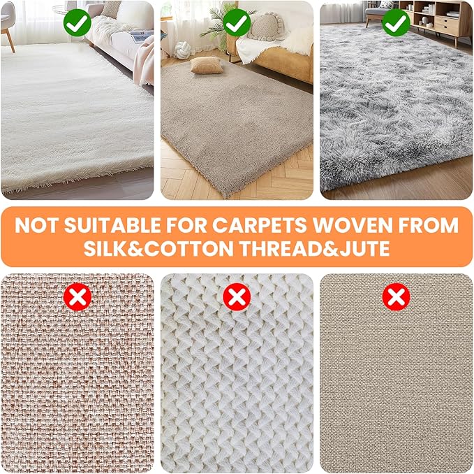 3 in 1 Carpet Rake for Pet Hair Removal, Tool Set of 3, 55” Long Handle Carpet Pet Hair Removal Carpet Scraper Dog Cat Hair Remover for Sofa, Couch, Car, Rug (Orange)