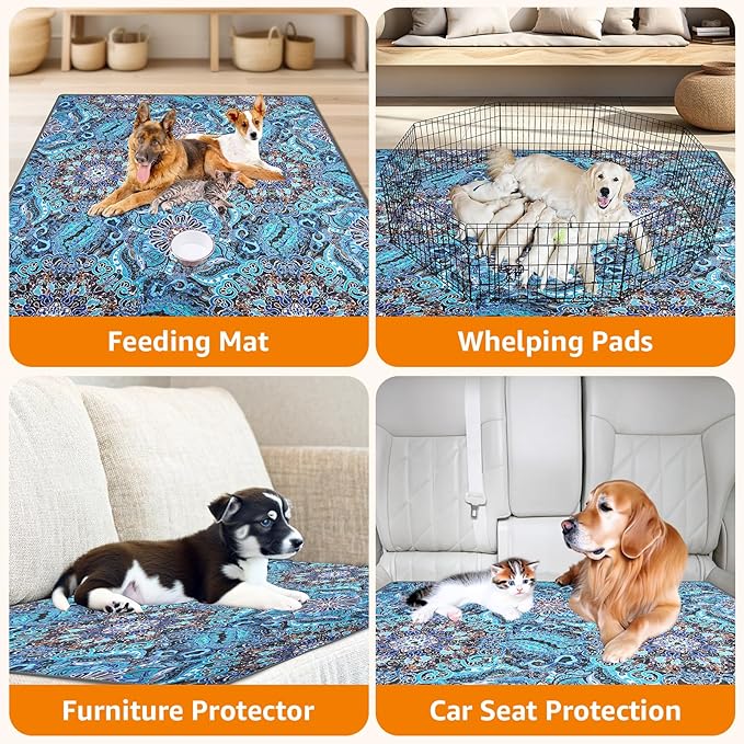 LOOBANI Washable Pee Pads for Dogs, 1 Pack Super Absorbent Reusable Puppy Pads Leakproof Dog Traning Pads, Waterproof Non-Slip Whelping Pad for Floor, Playpen, Crate, Couch-72 x72 (Green)