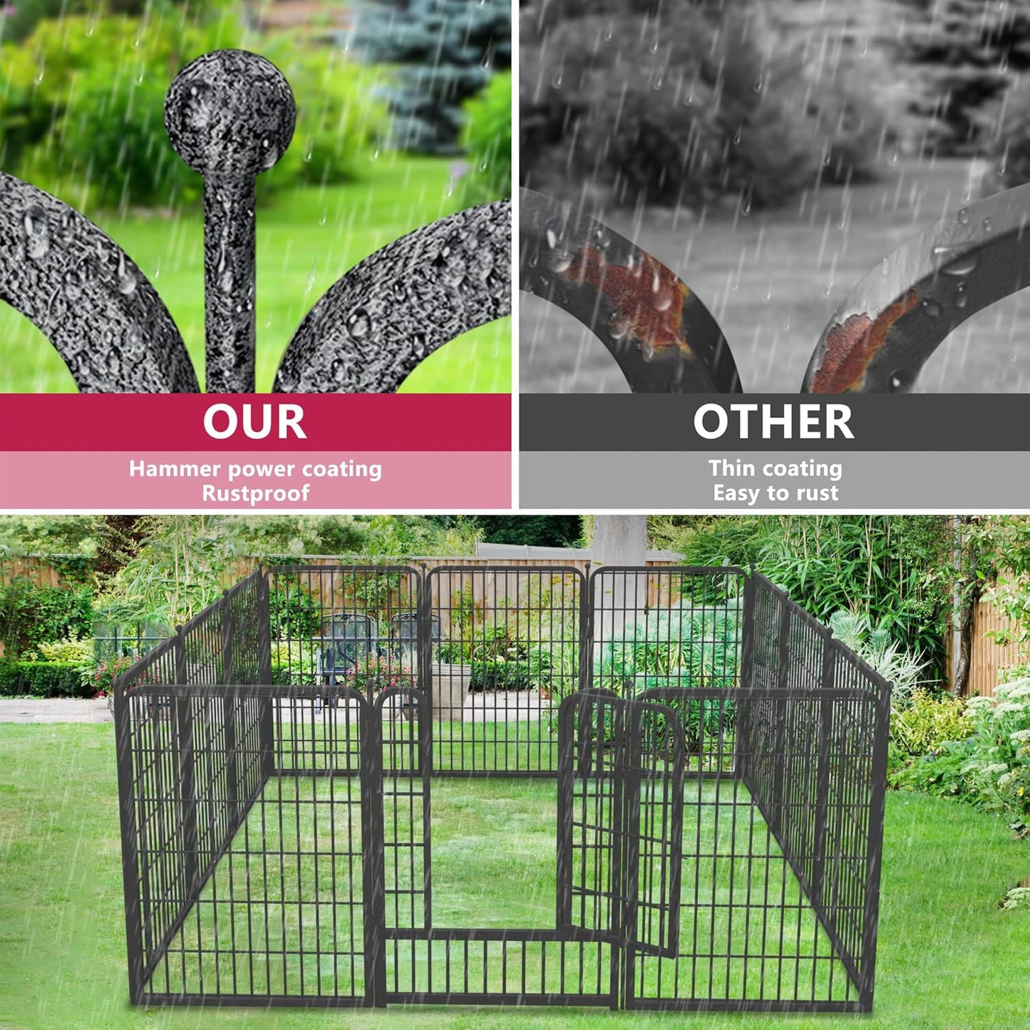 Dog Playpen 40" Height 14 Panels Portable Pet Fence Outdoor for Yard Indoor Dog Pen Puppy Playpen Indoor for Medium/Small Animals, Heavy Duty Pet Pen for RV, Camping, Yard