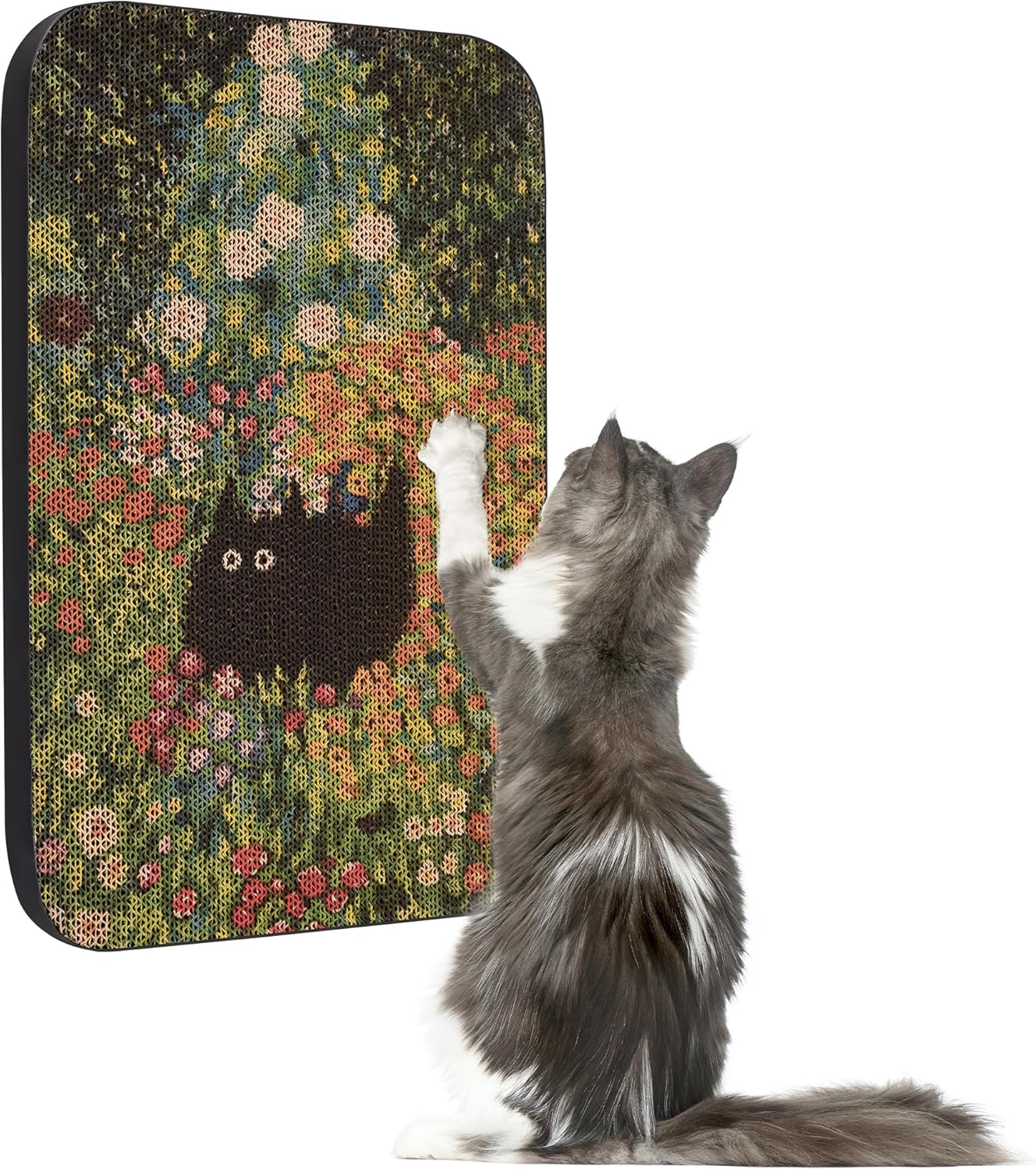 Art Cat Scratcher, Wall-Mountable Cat Scratching Board, Cat Wall Scratcher 16.7x11x1 Inch Cat Scratch Pad and Cat Scratchers for Indoor Cats Toy Furniture Protector（Flower Garden）