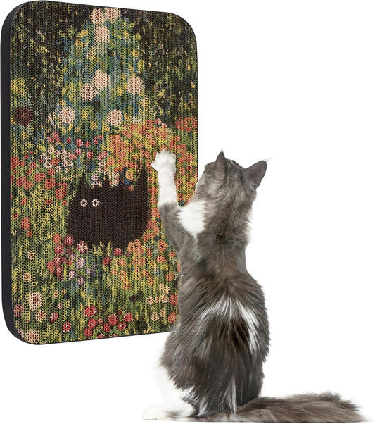 Art Cat Scratcher, Wall-Mountable Cat Scratching Board, Cat Wall Scratcher 16.7x11x1 Inch Cat Scratch Pad and Cat Scratchers for Indoor Cats Toy Furniture Protector（Flower Garden）