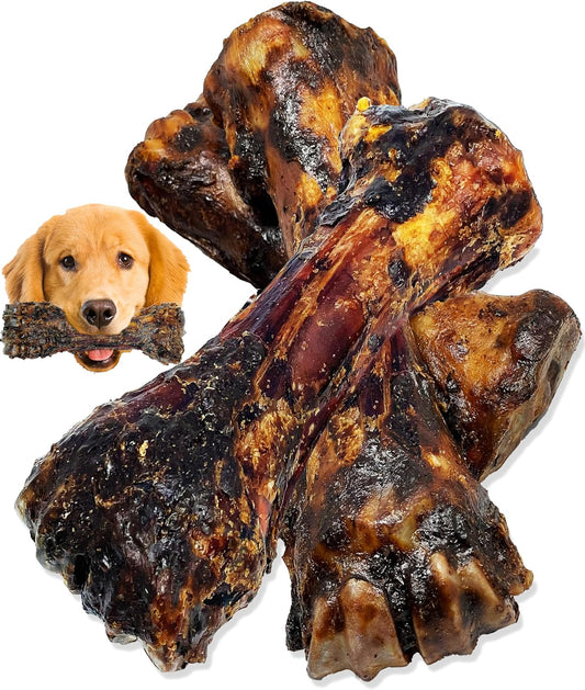Liver Coated Dog Bones for Aggressive Chewers, Long Lasting Dog Bone, Chew Bones for Large Dogs, Beef Shin Bone, 3 Pack