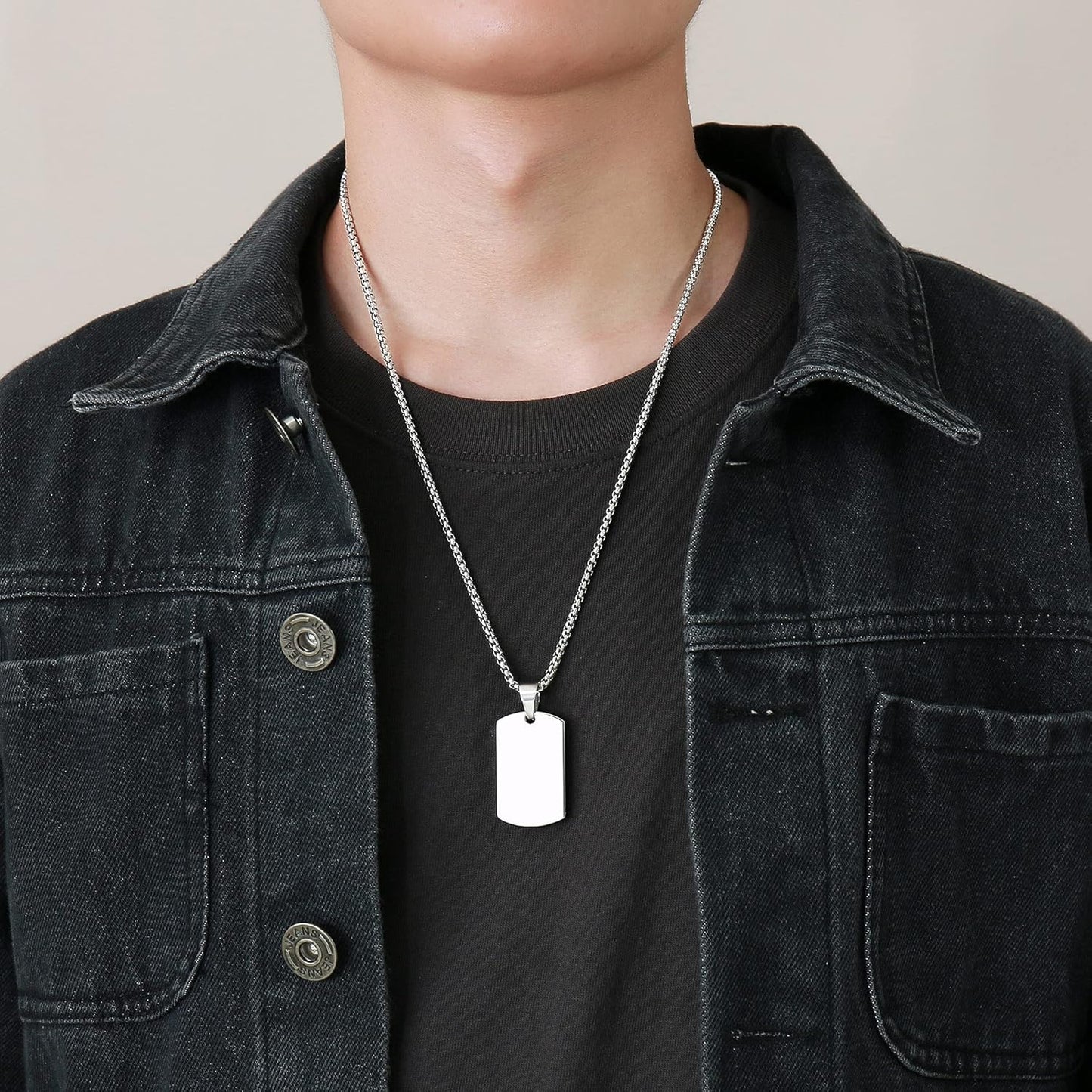 VNOX Personalized Customizable Photo Text Cremation Urn Necklace for Ashes Holder Dog Tag Pendant Family Pet Memorial Keepsake Jewelry for Men Women