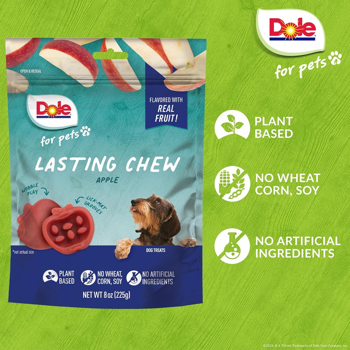 Dole Apple Flavor Dog Treats, Small Breed, 8oz, 10ct | Real Fruit, No Wheat, Corn, Soy, Artificial Flavors, Colors, or Preservatives