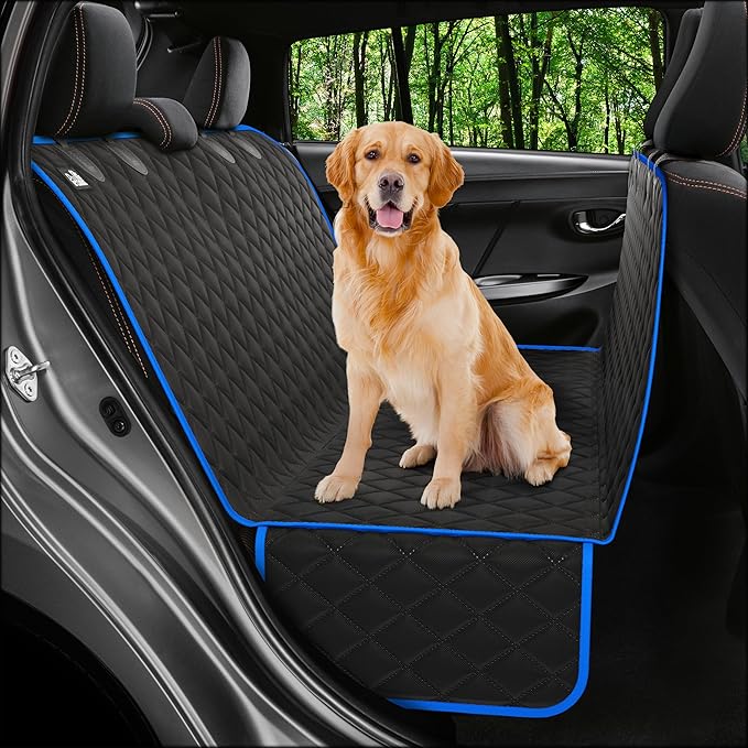XL Dog Car Seat Cover for Back Seat, Waterproof Hammock for Car, SUV & Truck, Non-Slip Backseat Cover for Dogs, Heavy-Duty Dog Hammock Style Seat Protector Pets, Easy to Install & Clean