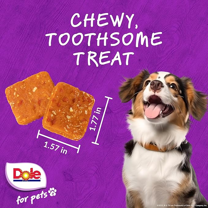 Dole for Pets Fruit Jerky Bites Dog Treats, Carrot and Coconut, 6oz |Flavored with Real Fruit and Vegetables, No Wheat, Corn, Soy, Artificial Flavors, Colors, or Preservatives