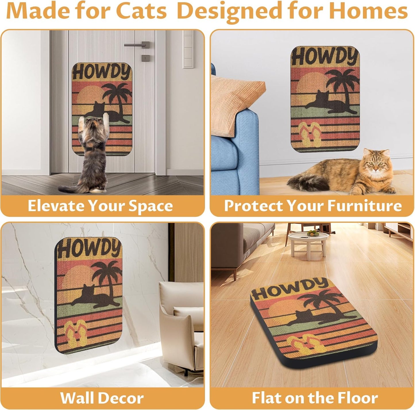 Art Cat Scratcher, Wall-Mountable Cat Scratching Board, Cat Wall Scratcher 16.7x11x1 Inch Cat Scratch Pad and Cat Scratchers for Indoor Cats Toy Furniture Protector（Beach）