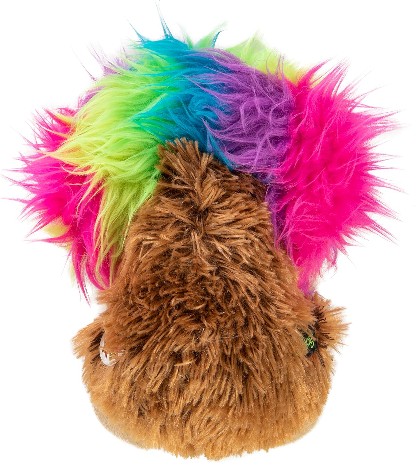 goDog Crazy Hairs Hedgehog Silent Squeak Plush Dog Toy, Chew Guard Technology - Brown, Small