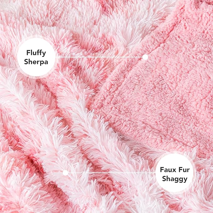 PetAmi Waterproof Dog Blanket for Large Dog, Queen Size Calming Pet Blanket Couch Cover Protector, Sherpa Faux Fur Cat Throw for Sofa Furniture Bed, Soft Fluffy XL, 90x90 Tie-Dye Pink