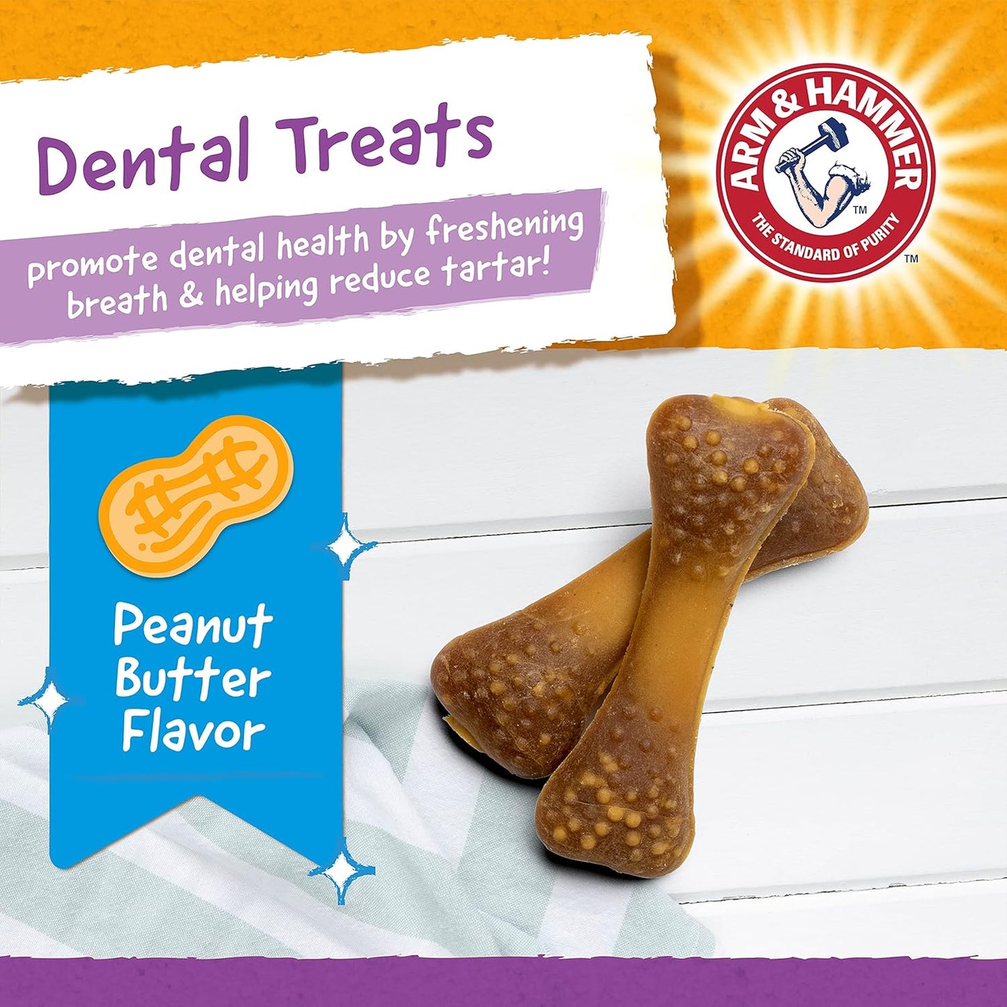 Arm & Hammer for Pets Nubbies Dental Treats for Dogs with Baking Soda and Calcium, Treat Chews Help Fight Bad Breath, Plaque & Tartar, Peanut Butter, Value Bucket, 139 Pcs (Packaging may vary)