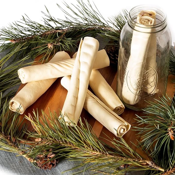 Pet Factory 100% Made in USA Beefhide 8" Rolls Dog Chew Treats - Natural Flavor, 2 Count/1 Pack