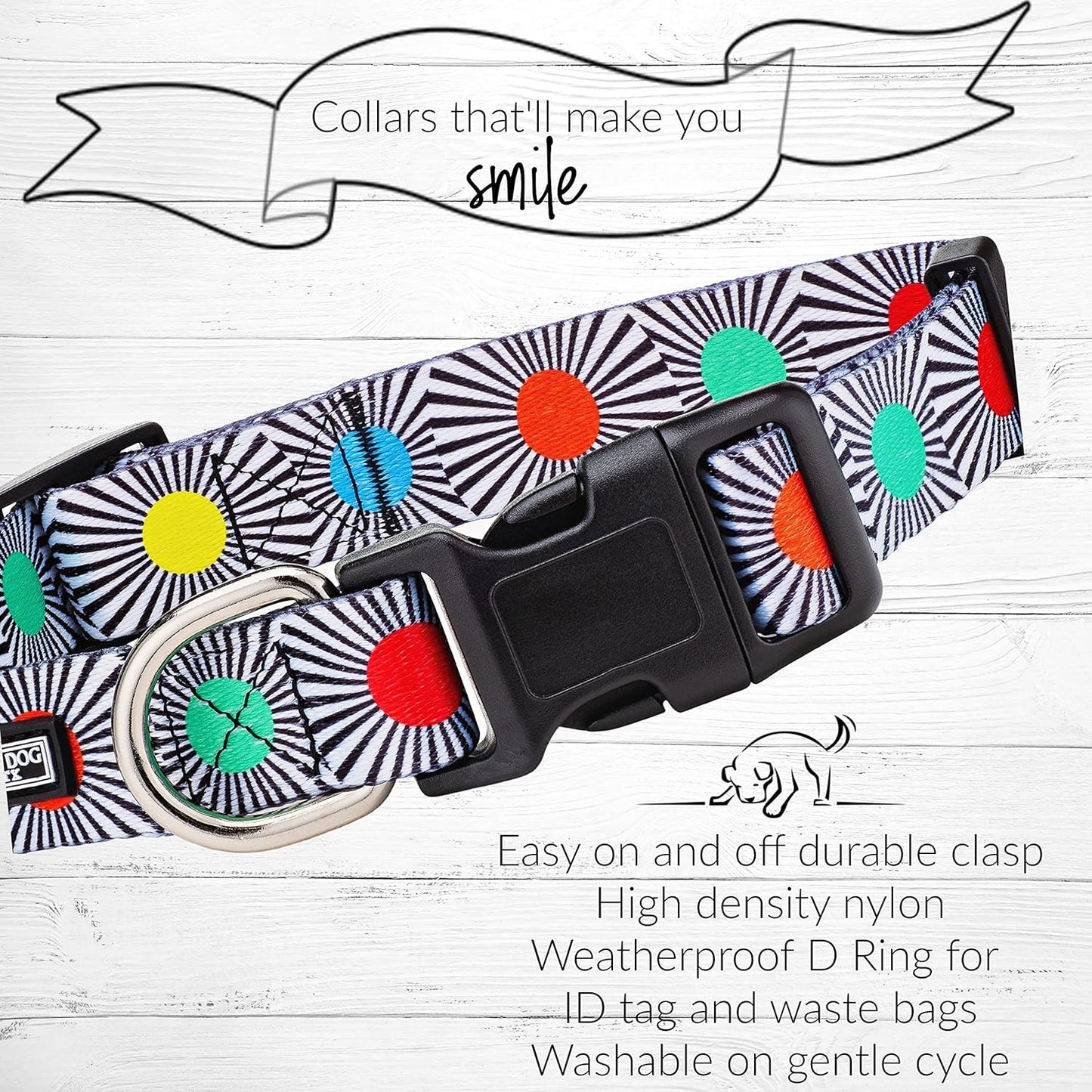 Lucky Love Dog, Adjustable Fun Style Collar and Leash Set for Dogs, Bright Color Matching Dog Collar and Leash - (Large, SOCO Combo)