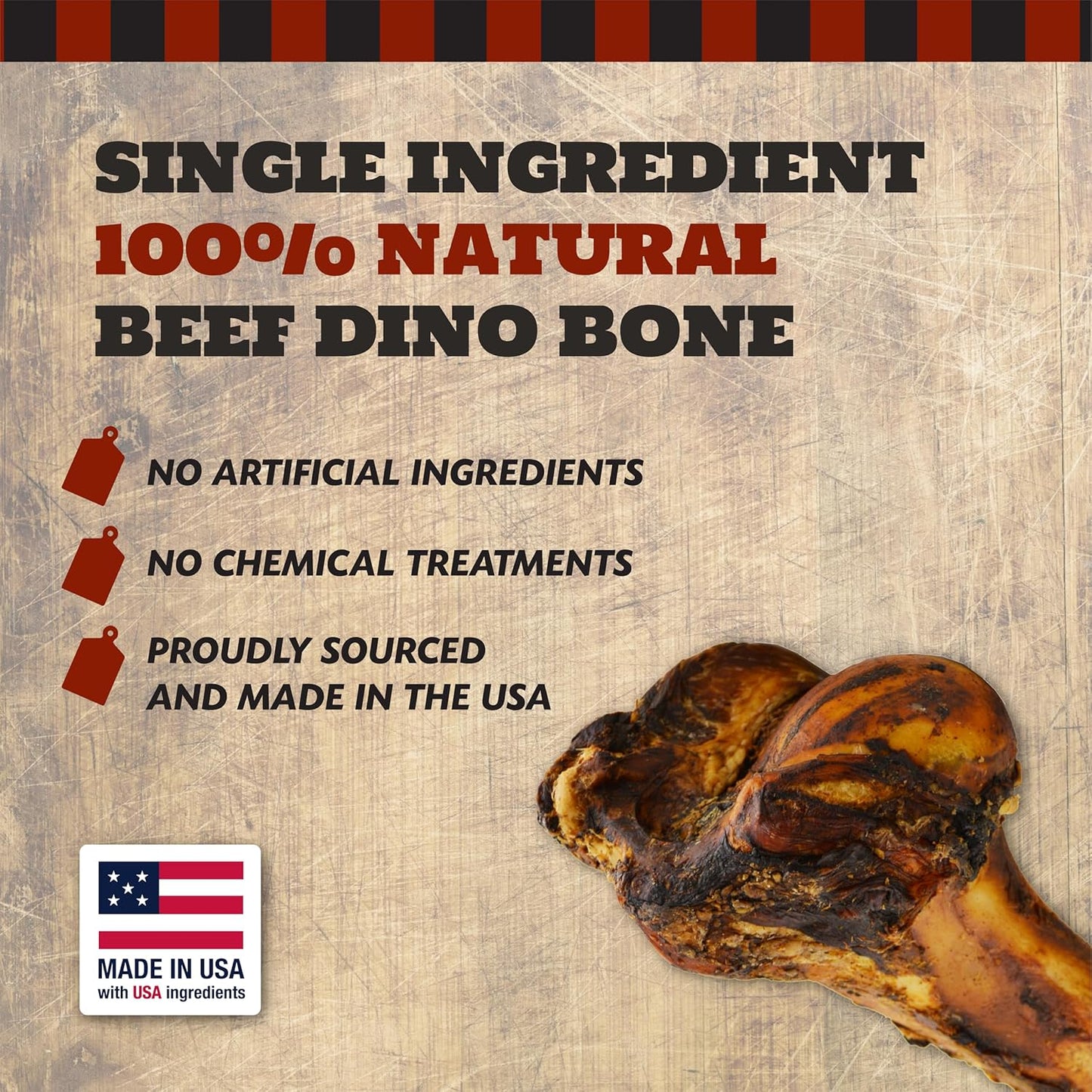 Giant Dog Bone, for Dogs - Stocking Stuffer, Birthday, Gotcha, Holiday Large and Medium Breeds, Natural, Tough, Made in The USA, 1 Count