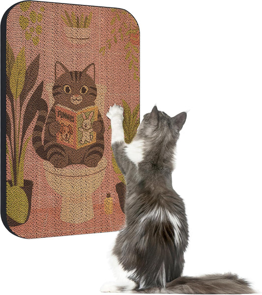 Art Cat Scratcher, Wall-Mountable Cat Scratching Board, Cat Wall Scratcher 16.7x11x1 Inch Cat Scratch Pad and Cat Scratchers for Indoor Cats Toy Furniture Protector（Pink）