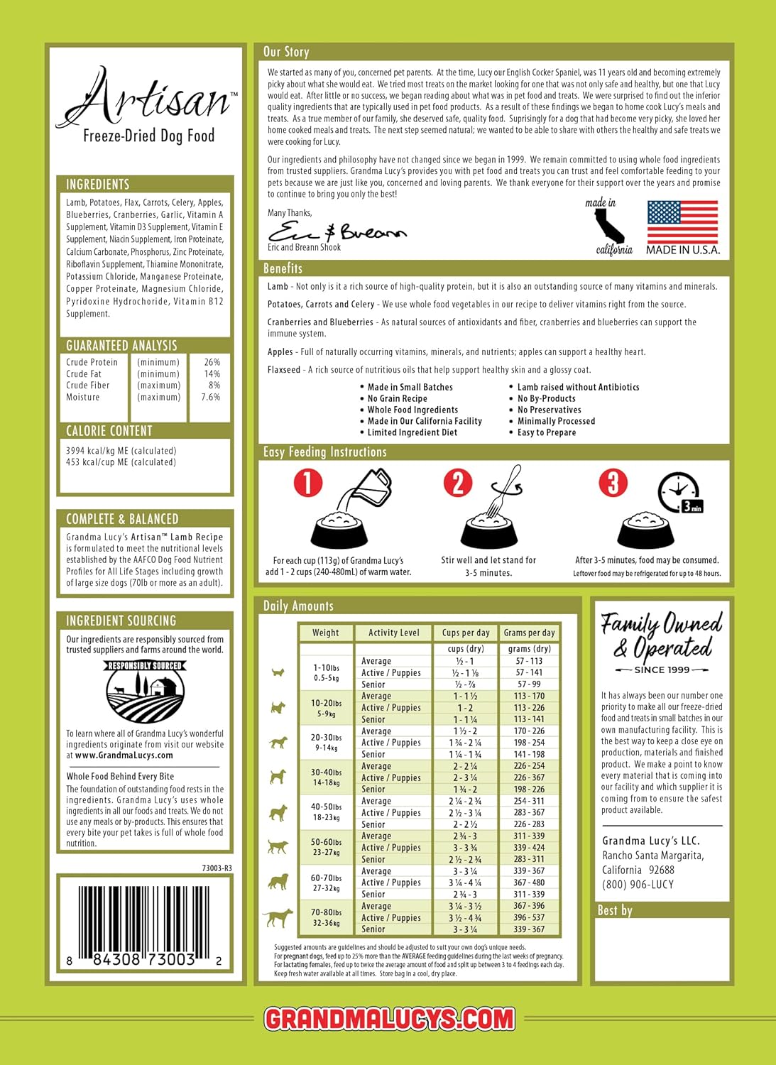 Grandma Lucy's - Artisan Lamb Dog Food – 3Lb