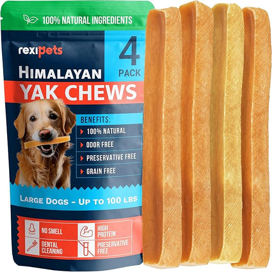 100% Natural Yak Cheese Himalayan Made Dog Chews All Breeds - Lactose Free Yak Chew for Small, Medium & Large Dogs - Dental Cleaning Dog Chews Aggressive Chewers - Long Lasting Odor & Gluten Free