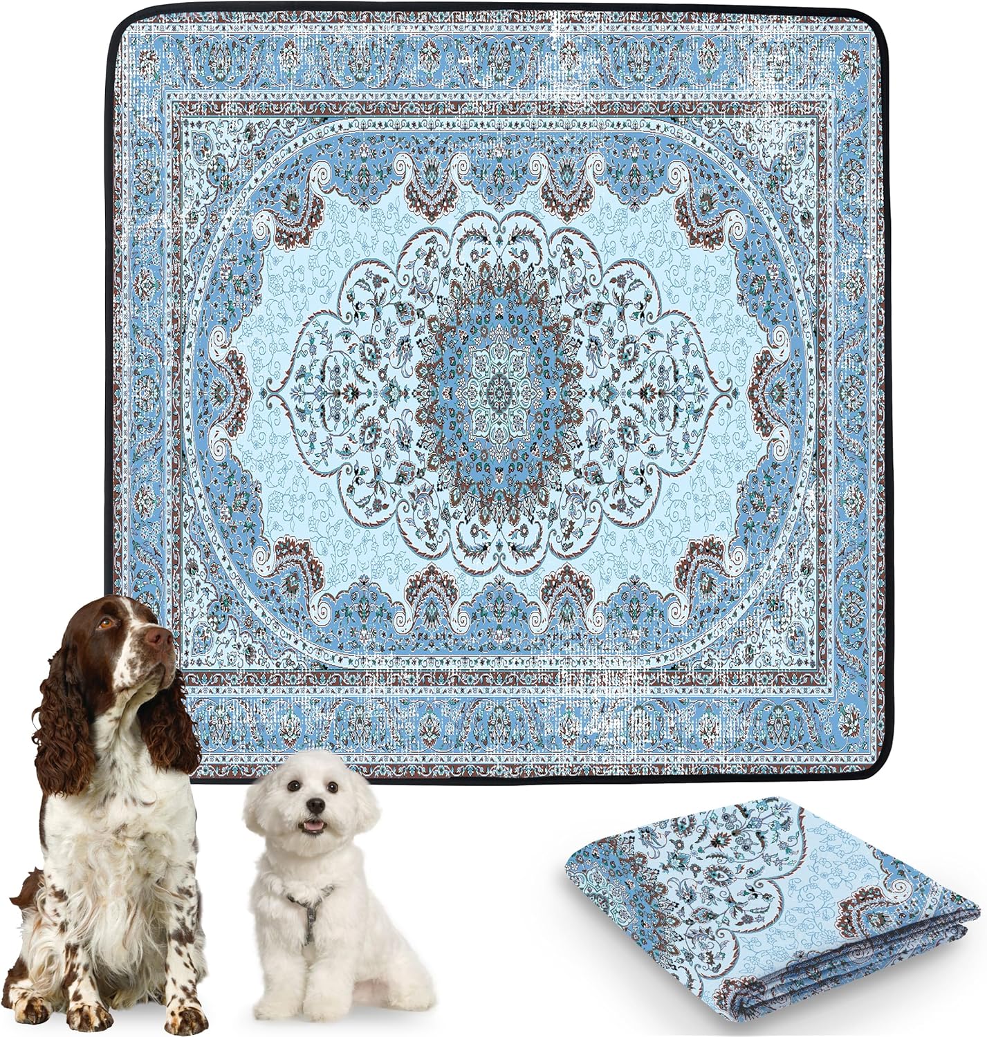 PatiencET Washable Pee Pads for Dogs, 72'' x 72" Super Absorbent Leakproof Reusable Puppy Pads, 1 Pack Dog Training Pads Potty Pad Whelping Pad with Non-Slip Bottom for Housebreaking Incontinence Blue