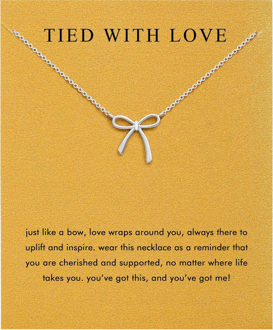 Baydurcan Pendant Necklace for Women Evil Eye Ankh Bow Necklace for Friends Sister Birthday Just Because Christmas Gifts