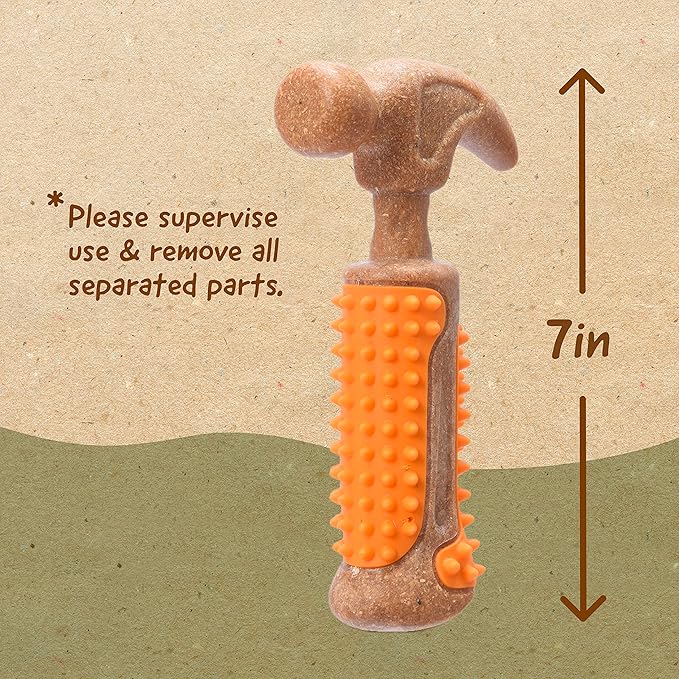 Arm & Hammer for Pets Chew Tools Collection: Wood Blend Hammer Chew Toy for Dogs | Compressed Wood Dog Chew Toys with Baking Soda, Safer & Durable Alternative to Chewing Sticks
